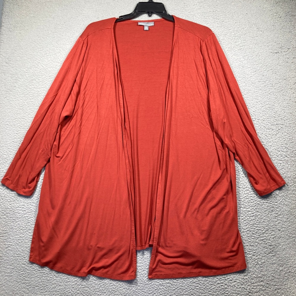 Jessica London Cardigan Women 26/28 Rust Orange Open Front Rayon Spandex Flowy